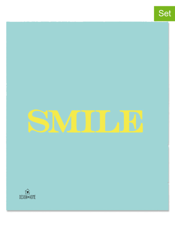 Design@Home Ściereczki gąbkowe (2 szt.) "Smile" w kolorze turkusowym - 20 x 17 cm