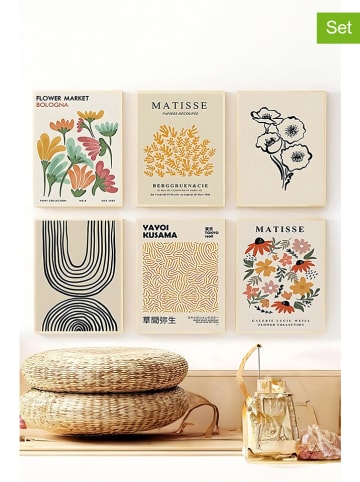 ABERTO DESIGN 6-delige set: ingelijste kunstdrukken - (B)33 x (H)48 cm