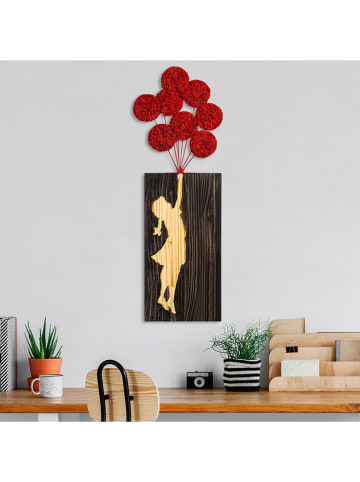 ABERTO DESIGN Dekoracja ścienna "Bansky" w kolorze brązowo-czerwonym
