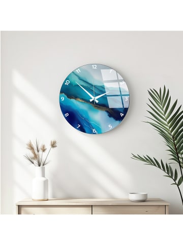 ABERTO DESIGN Wanduhr in Blau/ Türkis - Ø 40 cm