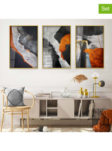 ABERTO DESIGN 3-delige set: ingelijste kunstdrukken op glas
