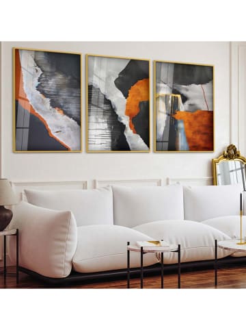 ABERTO DESIGN 3-delige set: ingelijste kunstdrukken op glas