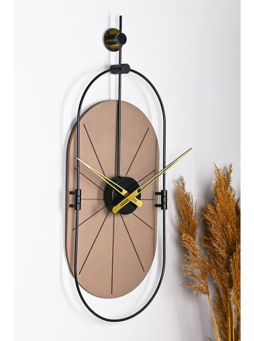 ABERTO DESIGN Wanduhr in Hellbraun/ Schwarz - (B)29 x (H)77 cm