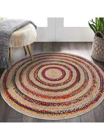 ABERTO DESIGN Kurzflor-Teppich in Beige/ Rot