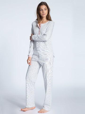 Calida Pyjama in Weiß/ Rosa