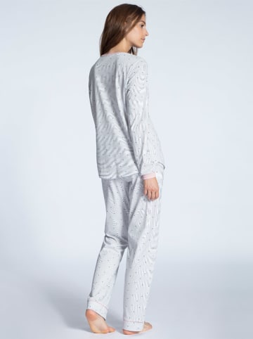 Calida Pyjama wit/lichtroze