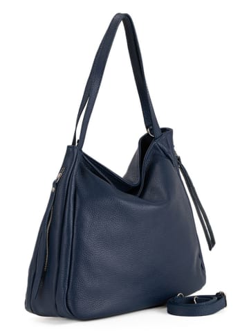 Lucca Baldi Leren shopper "Fiesole" donkerblauw/blauw - (B)34 x (H)29 x (D)15 cm