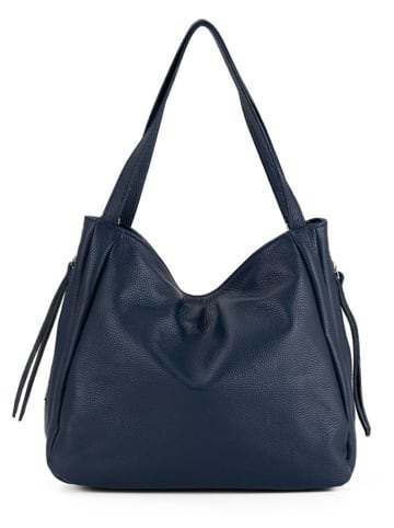 Lucca Baldi Skórzany shopper bag "Fiesole" w kolorze granatowo-niebieskim - 34 x 29 x 15 cm