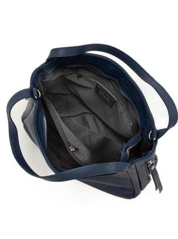 Lucca Baldi Skórzany shopper bag "Fiesole" w kolorze granatowo-niebieskim - 34 x 29 x 15 cm