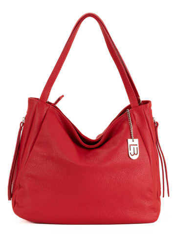 Lucca Baldi Leren shopper "Fiesole" rood - (B)34 x (H)29 x (D)15 cm