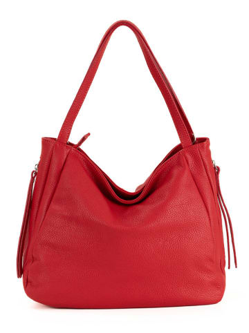 Lucca Baldi Skórzany shopper bag "Fiesole" w kolorze czerwonym - 34 x 29 x 15 cm