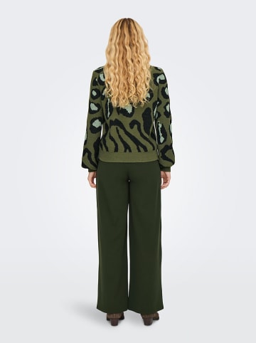 JDY Pullover "Lorraine" in Dunkelgrün/ Schwarz