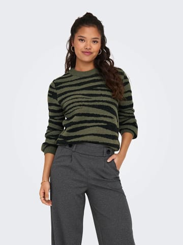 JDY Pullover "Lorraine" in Dunkelgrün/ Schwarz