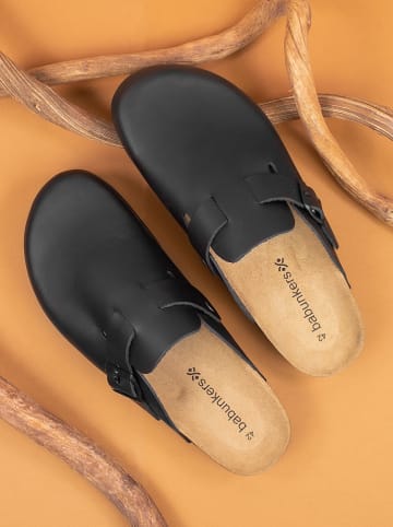 BABUNKERS Family Leren clogs zwart