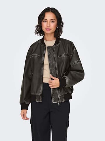 ONLY Kunstlederjacke in Schwarz