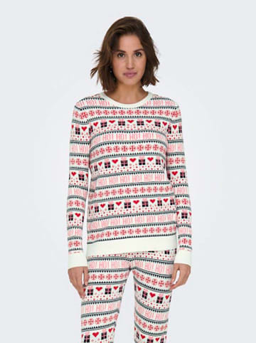 ONLY Sweter w kolorze biało-czerwono-czarnym