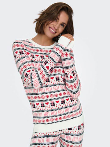 ONLY Pullover in Weiß/ Rot/ Schwarz