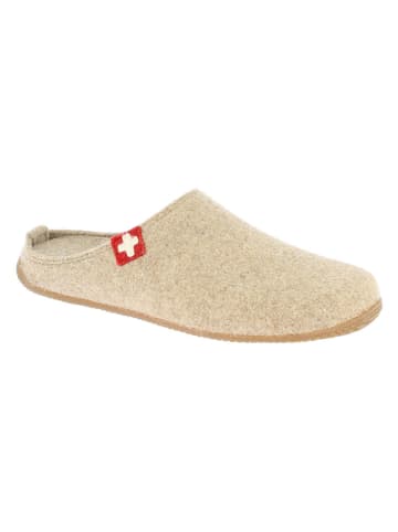 Living Kitzbühel Wełniane kapcie "Gipfelkreuz" w kolorze beżowym