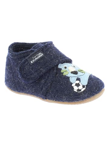 Living Kitzbühel Wollen pantoffels "Tijger & Voetbal" donkerblauw