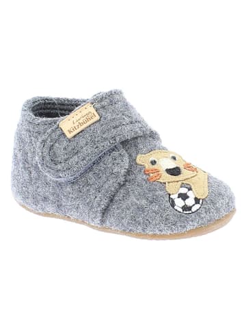 Living Kitzbühel Wełniane kapcie "Tiger & Football" w kolorze szarym