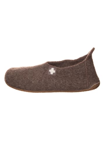 Living Kitzbühel Wollen pantoffels "Rodekruis" bruin