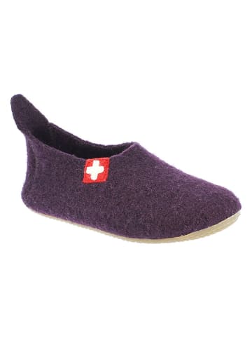 Living Kitzbühel Wełniane kapcie "Gipfelkreuz" w kolorze fioletowym