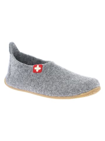Living Kitzbühel Wełniane kapcie "Gipfelkreuz" w kolorze szarym