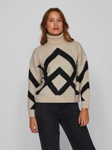 Vila Pullover in Beige/ Schwarz
