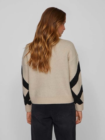 Vila Pullover in Beige/ Schwarz