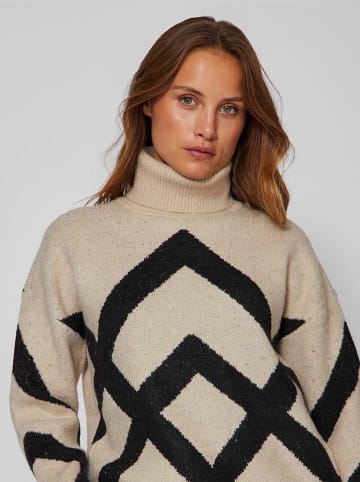 Vila Pullover in Beige/ Schwarz