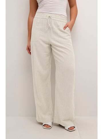 Kaffe Marlenehose in Beige/ Weiß