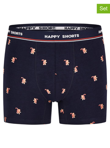 Happy Shorts 2er-Set: Boxershorts in Dunkelblau/ Rot