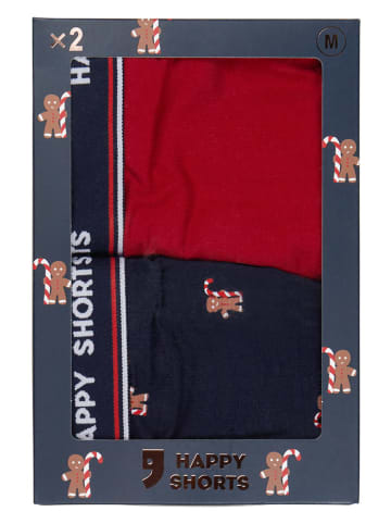 Happy Shorts 2er-Set: Boxershorts in Dunkelblau/ Rot