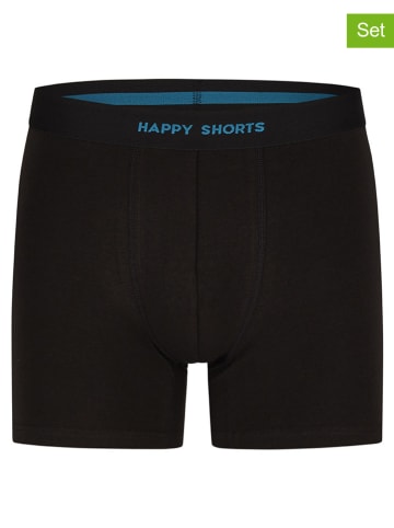 Happy Shorts 3er-Set: Boxershorts in Schwarz/ Türkis