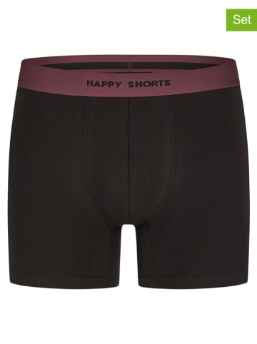 Happy Shorts 3er-Set: Boxershorts in Schwarz/ Bordeaux