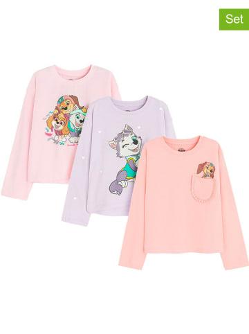 COOL CLUB 3-delige set: longsleeves paars/lichtroze