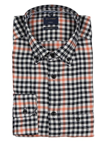 OLYMP Koszula "Casual" - Regular fit - w kolorze czarno-pomarańczowym