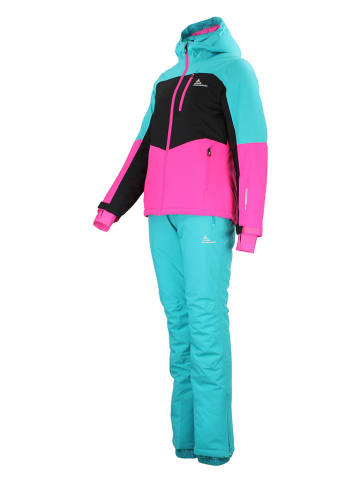 Peak Mountain 2tlg. Ski-/ Snowboard-Outfit "Abiola" in Türkis/ Pink/ Schwarz