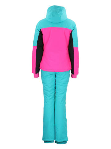 Peak Mountain 2tlg. Ski-/ Snowboardoutfit "Abiola" in Türkis/ Pink/ Schwarz