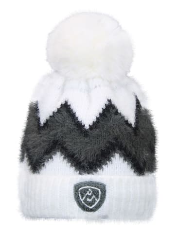 Peak Mountain Czapka "Mouton" w kolorze biało-antracytowym
