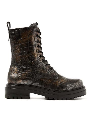 Lazamani Leder-Boots in Braun/ Gold