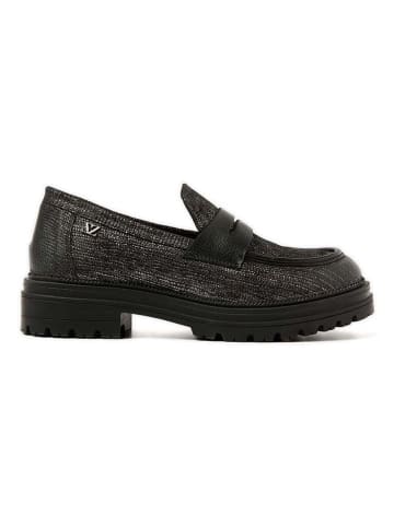 Lazamani Leren mocassins zilverkleurig/zwart