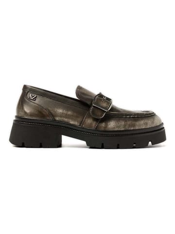 Lazamani Leren mocassins zilverkleurig