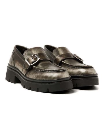Lazamani Leren mocassins zilverkleurig