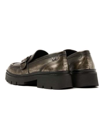 Lazamani Leren mocassins zilverkleurig