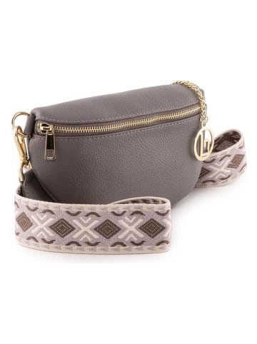 Lia Biassoni Leren borstbuidel "Irpino" grijs - (B)23 x (H)12 x (D)2 cm