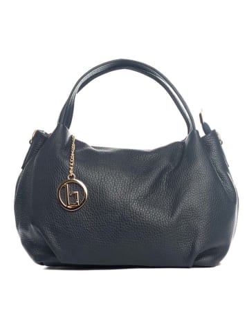 Lia Biassoni Leder-Henkeltasche "Taro" in Dunkelblau - (B)28 x (H)25 x (T)18 cm