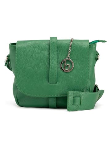 Lia Biassoni Leder-Umhängetasche "Mella" in Grün - (B)24 x (H)20 x (T)10 cm