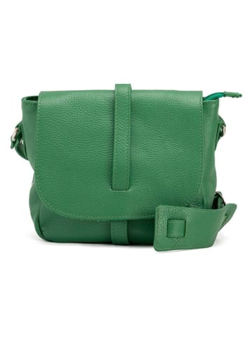 Lia Biassoni Leder-Umhängetasche "Mella" in Grün - (B)24 x (H)20 x (T)10 cm