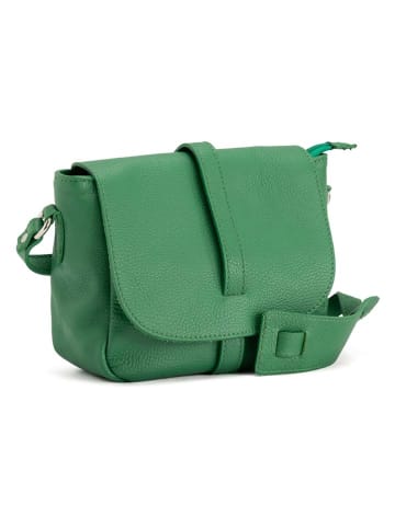 Lia Biassoni Leder-Umhängetasche "Mella" in Grün - (B)24 x (H)20 x (T)10 cm